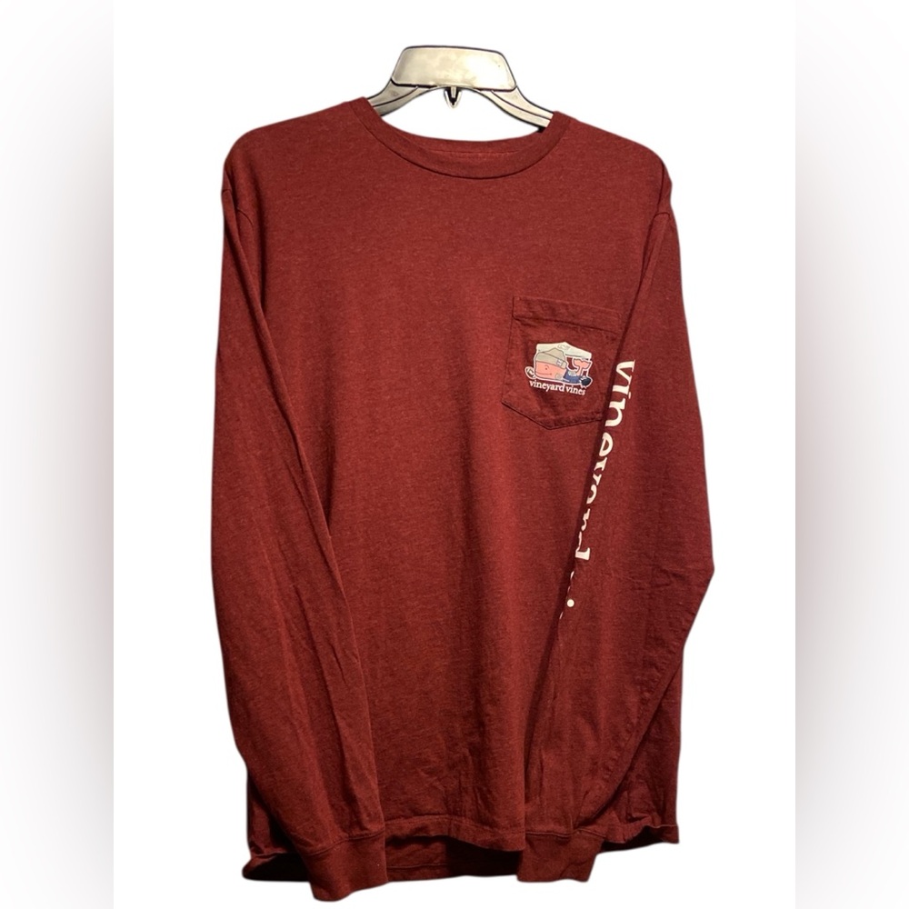 🏈 Vineyard Vines Maroon Long Sleeve T Shirt tailgating football 🏈